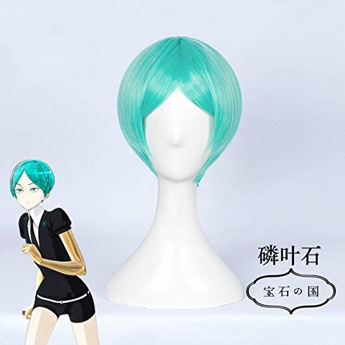 Wig for Houseki no Kuni Land of the Lustrous Phosphophyllite Cosplay Wig Short Hair 2 Versions Synthetic Hair Cosplay Wig +Free Wig Cap B