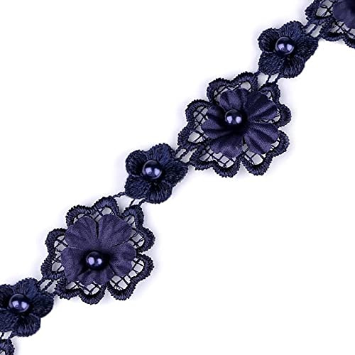 1m Spitzenborte mit Perle Seidenblüten Borte Satinband 30mm breit Farbwahl