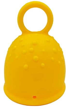Menstruationstasse Damen, BPA-frei wiederverwendbare Menstruationstasse, weiche Silikon Periodenbecher, auslaufsichere weibliche Hygiene, Tampon und Pad Alternative, bis zu 12 Stunden Schutz Gelb S