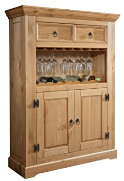 Woodroom Visby Barschrank, Kommode, Massivholz, Eichefarben, 108x152x42 cm
