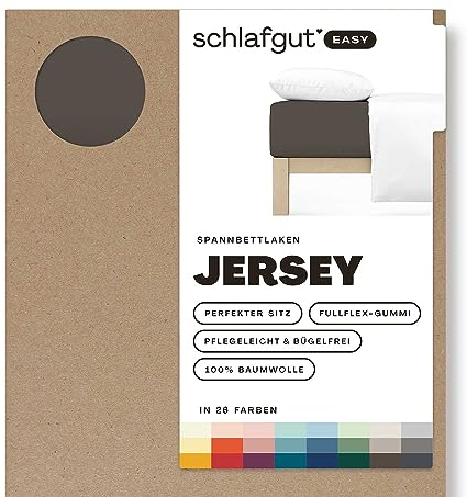 Schlafgut Easy Jersey Spannbettlaken 90x190 bis 100x200 Sand Deep, Spannbetttuch aus 100% Baumwolle