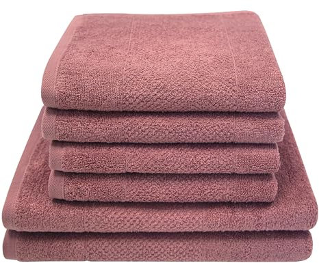 Dyckhoff Frottier Handtuch Set Popcorn, Set 6-TLG Koralle, 4X Handtuch 50x100 cm + 2X Duschtuch 70x140 cm