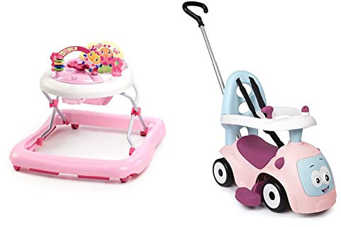 Bright Starts, Trotteur Bébé Pliable June Berry Delight, jouet d’activités, lumières & mélodies, hauteur réglable, rose, 6 Mois+ & Smoby - Porteur Maestro Balade Rose - Pour Enfant Dès 6 Mois
