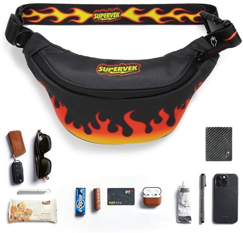 SUPERVEK Pro Bauchtasche für Damen und Herren – YKK-Reißverschluss und Stoff, Crossbody-Tasche, Hüfttasche, Beleuchtet, Einheitsgröße, Umhängetasche/Bauchtasche