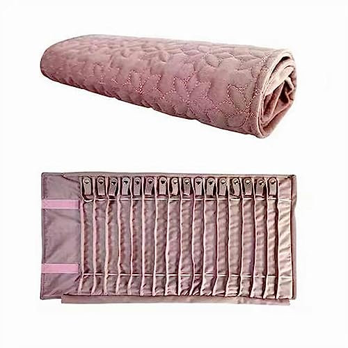 Rollentasche für Schmuckorganisator, faltbare Rolle für Juwelier, große Kapazität und praktisch, tragbar, für mehrere Halsketten, Armbänder (Flanell, Rosa)