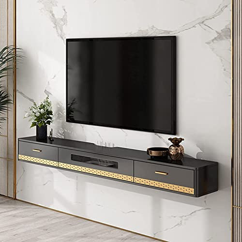 Wandmontierte TV-Einheit 47,2/55,1 Zoll Schwimmender TV-Ständer zur Wandmontage, Multimedia-Aufbewahrungsregal für AV-Receiver, Kabelbox, Playstation, Xbox, DVD-Player, Projektor/120 cm/120