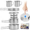 NIDONE Stainless Steel Camping Cookware Mess Kit,Camping Cooking Set 8Pcs Stainless Steel Camping Cookware Portable Cooking Pot And Pan Set With Plates Cups For 5-6 Adults Outdoor Hiking Picnic Bbq