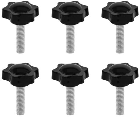 JJWNMLL 6pcs tornillo de fijación Perilla tornillo en forma de estrella M10 * 35 mm tornillo del tornillo de reemplazo de hilo tornillo de fijación Perilla manual en forma de estrella, Mango negro
