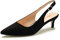 GENSHUO Womens Kitten Heel Shoes Pointed Toe Slingback Court Shoes Elegant Low Heels for Wedding Evening Black 6 UK