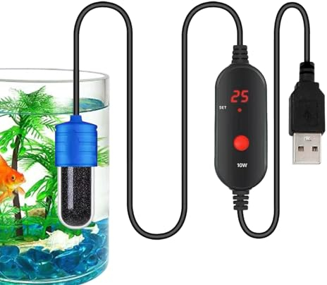 HUNYA Calentador de Acuario de 15 W, Calentador de Pecera, Calentador de Acuario Sumergible Alimentado por USB, Calentador de Tanque de, Calentador Sumergible Pequeño para Uso Bajo El Agua