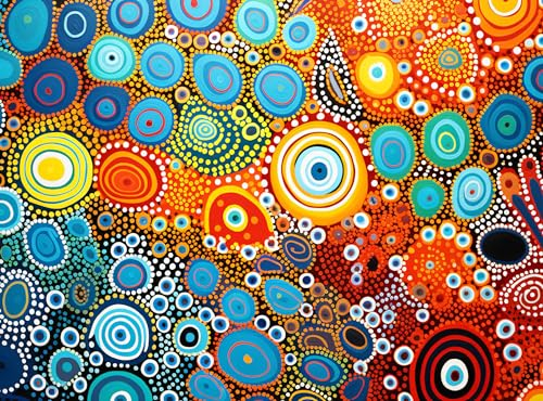 Spectral Sands of Australia - Aboriginal Art Inspired 1000 Piece Jigsaw Puzzle, Eco-Friendly, Glare-Free, 20x27 Inches, by Cross & Glory, CG-M-076, Rainbow