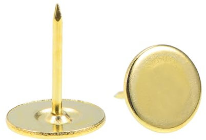sourcing map 30Pcs Upholstery Tacks, 16mmx20mm Flat Head Decorative Furniture Nails Thumb Tack for Furniture Sofa Headboards, Gold