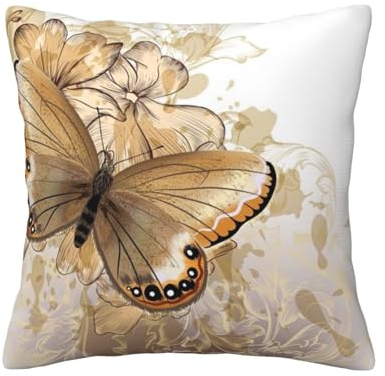 Four Seasons Universal-Kissenbezug, Blumenmuster mit Schmetterling, ideal als Sofakissen, Taillenkissen oder dekoratives Sitzkissen