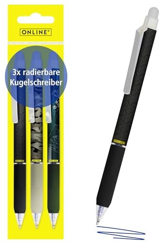 Online magiXX, 3x Radierstift Boys I Gelschreiber blau radierbar mit 0,7mm Strichstärke I Tintenroller zum Schreibenlernen, Büro I Erasable Pen Set I Radierbarer Kugelschreiber Schüler