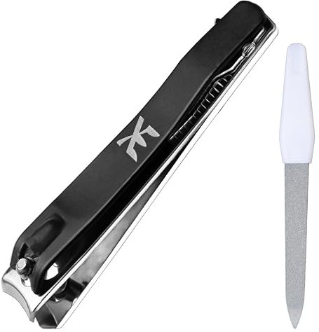 XE Nail Clipper with Disposable Nail File – Stainless Steel Nail Cutter for Thick Fingernails and Toenails, Wide Jaw Nail Clipper Set for Men and Women