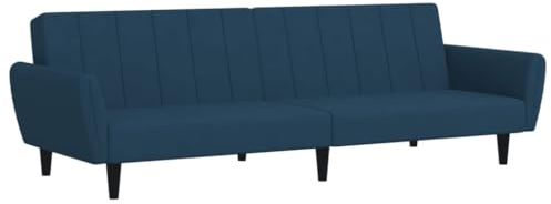 vidaXL Schlafsofa 2-Sitzer, Sofa mit Holzrahmen, Schlafcouch für Wohnzimmer Heimkino Büro, Couch Sofabett Tagesbett Gästebett, Blau Samt