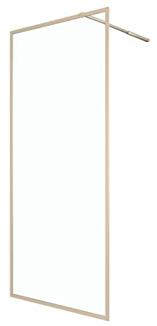 Marwell Walk In Dusche Golden Frame 200x90cm - Duschwand mit 6 mm Einscheibensicherheitsglas - mit ausziehbarem Haltearm - hochwertige Aluminiumrahmen in gebürsteter Optik
