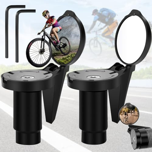 Specchietto Bici, 2 Pezzi Specchietto Retrovisore Bici, HD Mini 360° Regolabile Specchio da Manubrio Pieghevole Lente Convessa Specchietto, Specchietto Monopattino Elettrico, per Manubrio 16-22mm