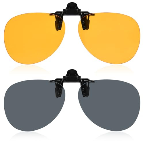 AUYAO Polarisierte Sonnenbrille Clip, 2 Stück Brillen Sonnenbrillen Aufsatz Clip Herren, Sonnenbrille Zubehör Sonnenbrille für Brillenträger, Randlose Sonnenbrillen Clip für Nachtsicht(Krötenstil)