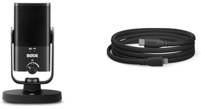 RØDE NT-USB Mini-Kondensatormikrofon in Studioqualität + SC19 USB-C-Lichtkabel (1,5m - iOS-kompatibel) für Podcasting, Streaming, Gaming, Gesangs- und Instrumentenaufnahmen