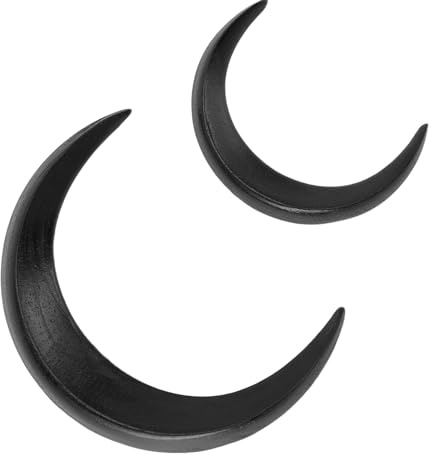 Fourchette à Cheveux en Forme de Lune, Bâton à Cheveux en Forme de Croissant sculpté, 2 Tailles, Bois Sûr pour Cheveux Fins (BLACK)