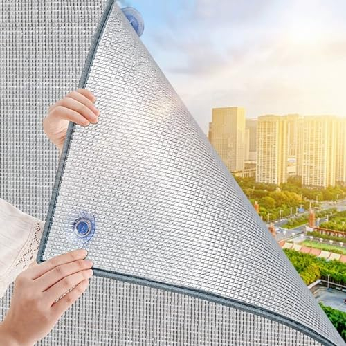 KDDFN Aluminisierte Isolierfolie,Wärmereflektierende Fensterfolie,Sonnenschutzfolie,Schalldichte Verdunkelungsfolie,Anti-UV Folie,für Glasdächer,Balkone und Fenster (75x110cm/30 x43)