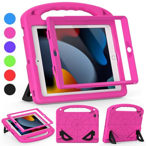 GOZOPO Étui Enfants pour iPad 10,2 2021/2020/2019, iPad 9/8/7e Génération, avec Protecteur D'écran Intégré, Poignée Légère et Support