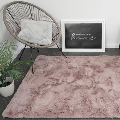Consilio Concept Cloud Fellteppich 160x230 pink Teppich Supersoft 39 mm Höhe Soft weich Hasenfell Imitat beige braun Wohnzimmerteppich Kinderzimmerteppich Küchenteppich Flurteppich