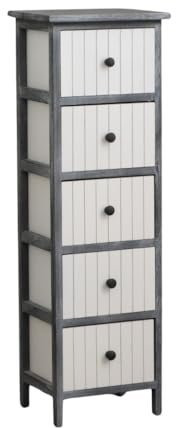 Home Source Chest of Drawers, Wooden Bedroom Organiser Storage Unit, Black with White Drawers, 5 Drawer