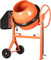 SIRL B135 Betonmischer 230V Mischmaschine Beton Zementmischer Mörtelrührer (125 Liter Trommelvolumen, 650 Watt Motorleistung, Zahnkranz aus Gusseisen, Zahnkranzschutz, IP45, Fußbremse) orange