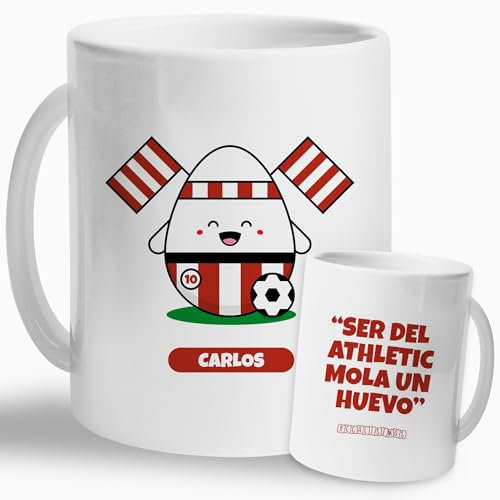 Taza Personalizada Fútbol Bilbao | Regalo Original para Aficionados del Fútbol Aupa Athletic | Taza de Cerámica | Taza para Desayuno, Café o Té | Idea de Regalo para Papá | Regalo Futbolero (Bilbao)
