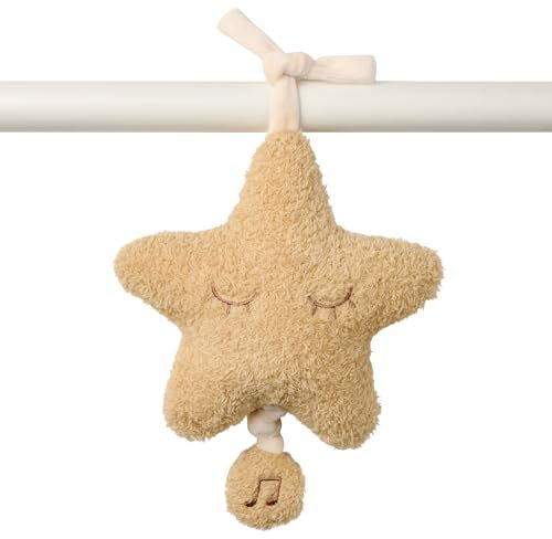 Nattou Aktiv-Kuscheltier aus Polyester, Mit Musik, Stern, Zum Aufhängen, Ca. 20 cm, Teddy, Honey