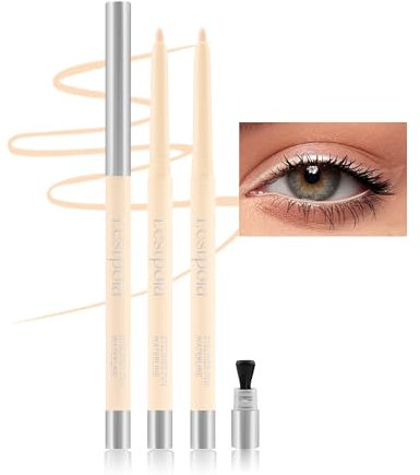 Nude Eyeliner Wasserfest, Soft & Smooth Glide Gel Eyeliner, Matt Creme Texture, Langanhaltend Wischfest Kajalstift, Hochpigmentierter Seidiger Hypoallergen Eyelinerstift Makeup mit Anspitzer (2Pcs)