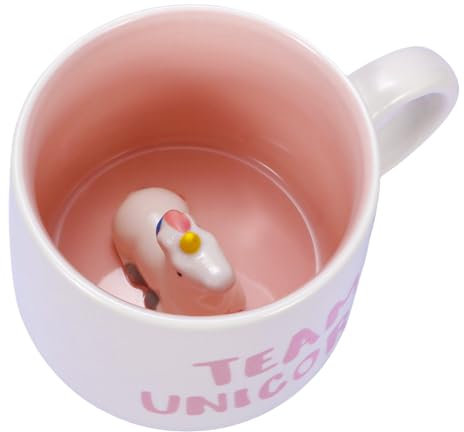 Einhorn Tasse 3D Tier Einhorntasse Kaffeebecher Mit figur innen, Einhorn Geschenke für Mädchen, lustige Tier Becher, Einzigartige Handgemachte Becher(rosa)
