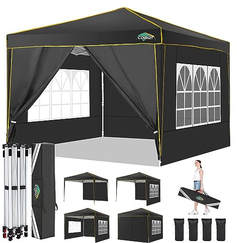 COBIZI Faltpavillon 3x3m Pavillon 3x3 Wasserdicht Stabil Winterfest mit 4 Seitenwände 2.0 Pop Up Pavillon UV-Schutz 50+ Partyzelt Gartenpavillon für Strand Hochzeit Camping