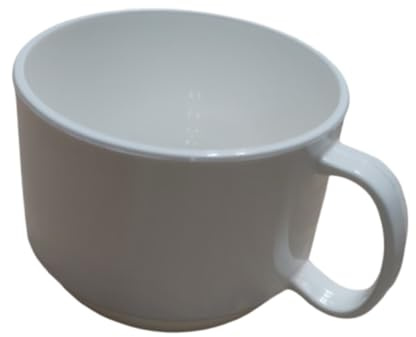 Villaclinic. Taza de policarbonato-PBT irrompible de 250cc, (6 unidades) taza desayuno, taza ligera, apta para microondas y lavavajillas, color blanco