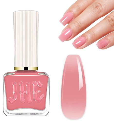 Jelly Pink Nail Polish, 12ML Translucent Nude Pink Nail Varnish, Long Lasting Gel Polish - Quick Dry & Chip Resistant Nail Gel for DIY Nail Art, Highly Pigmented Clear Nail Polish Gift for Girls