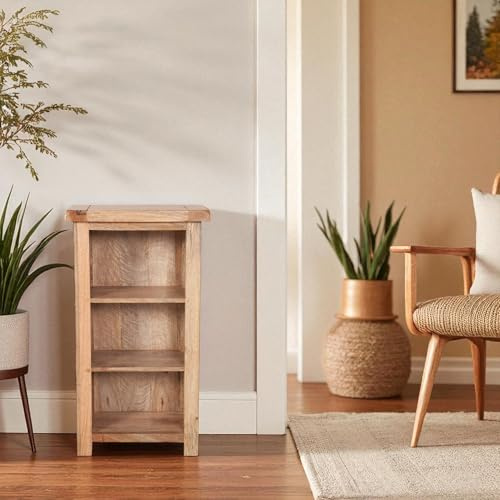 Oak and Pine Online Odisha Solid Mango Wood Small Bookcase CD DVD Storage Cabinet Fully Assembled Indian Shelving Living Dining Room Furniture