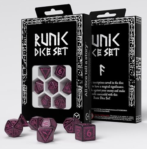 Q-Workshop Runic Shimmering Black with Magenta Dice Set