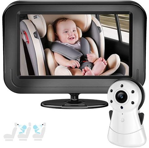 FNITAER Baby Kamera Auto mit 4.3 Display, Spiegel auto baby rückbank 1080P,Babyautospiege mit HD Nachtsicht und 120°-Betrachtungswinkel,Auto-Babyphone einfache Installation Cigarette Lighter,Schwarz