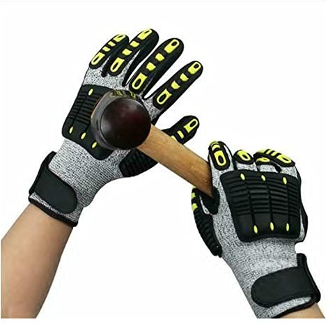 KENBT Heavy Duty Cut Resistant Gloves Anti Impact Vibration Oil Safety Work Gloves Anti Cut Shock Absorbing Mechanical Impact,Secure Grip(3PAIR_XL)