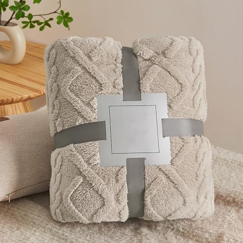 bechoanigel Kuscheldecke Flauschig, Boho Sofadecke, 150x200 cm Couch Decke, Plaid Decke für Sofa, Wohndecke, Wolldecke für Bett Sofa Büro (Khaki)