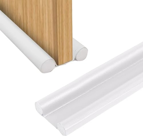 Funalix Boudin de porte pour portes, 1 pièce avec double joint d'étanchéité, efficace contre les courants d'air, le froid, le bruit et les insectes, 96 cm, blanc