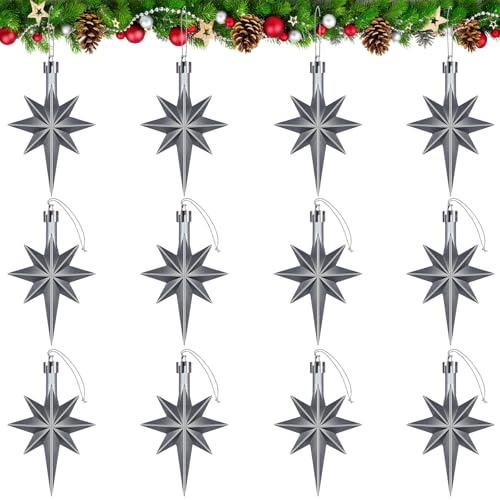 12 Stück Weihnachtsschmuck Stern, Weihnachtssterne Deko, Weihnachtsbaumschmuck Sterne, Weihnachtsbaum Anhänger Stern Ornamente, Sterne Weihnachtsbaum für Weihnachten Party Dekoration (F)