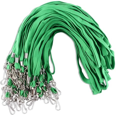 LOPYXBR 100 Stück Schlüsselband Schlüsselanhänger Band mit Drehbarem Metallclip 42cm Lanyard Schlüsselband Schlüsselbänder zum Umhängen für Ausweishüllen und Schlüssel (Grün)