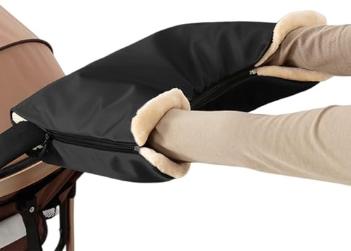 Flintronic Handwärmer Kinderwagen, Schwarz Kinderwagen Handwärmer, Universalgröße Handwärmer, Kinderwagenmuff mit Warm Flanell