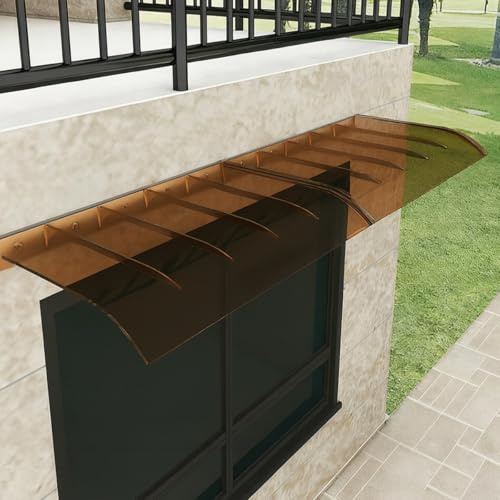 Marquesina Exterior 200 300 120 100 150 110 cm, Tejadillo Protección Lluvia y Nieve, Marquesinas para Puertas y Ventanas, Reforzada de Policarbonato 3,5 mm(Marrón,60x120cm)