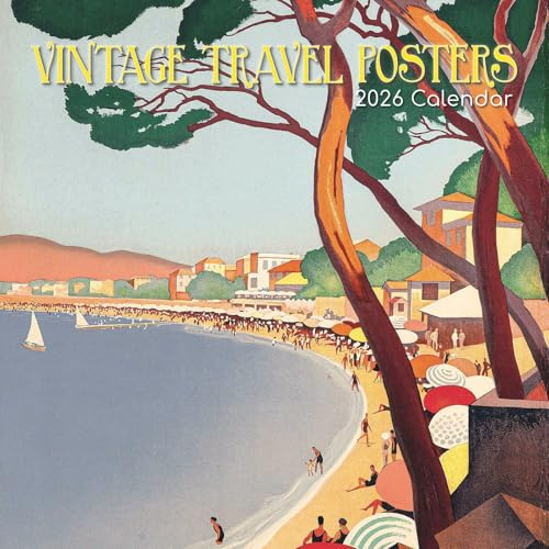 The Gifted Stationary Calendrier mural carré 2026, affiches de voyage vintage, calendrier à suspendre sur le thème des arts et des antiquités avec 180 autocollants de rappel, planificateur mensuel