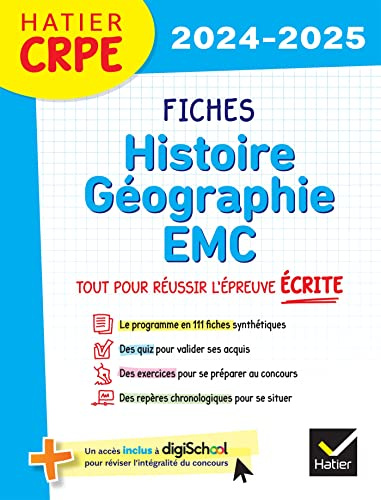 Hatier CRPE - Fiches d'Histoire - Géographie - EMC - Épreuve écrite d'admissibilité: Concours 2026 pour les L3 et les M2