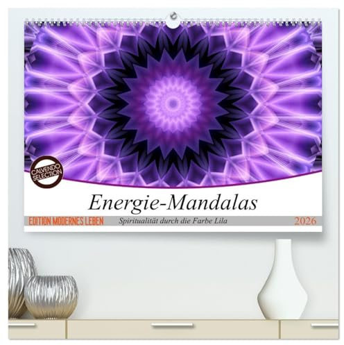 Energie - Mandalas, Spiritualität durch die Farbe Lila (hochwertiger Premium Wandkalender 2026 DIN A2 quer), Kunstdruck in Hochglanz: Energie-Mandalas in lila von Christine Bässler (CALVENDO Glaube)